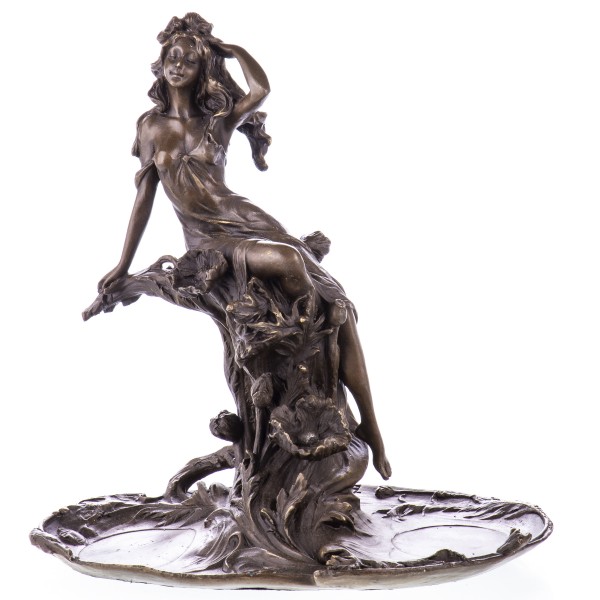Jugendstil Bronzefigur Frau auf Seerosen YB487