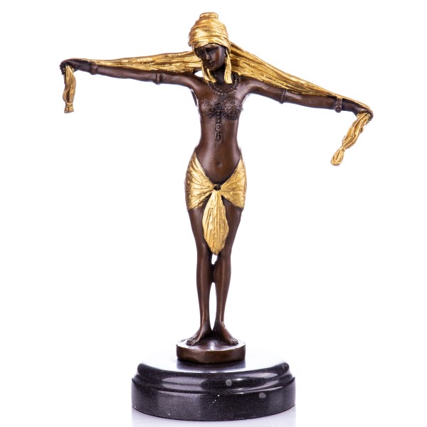 Art Deco Bronzefigur "Scarf Dancer" Tänzerin mit Schal nach D.H.Chiparus YB247