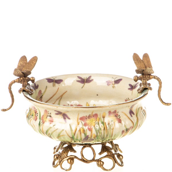 Porzellan mit Bronze Schale mit Libellen HM6440