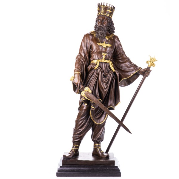 Bronzefigur Persischer König Kyros der Große (559-530 v.Chr.) mit Schwert und Zepter YB225
