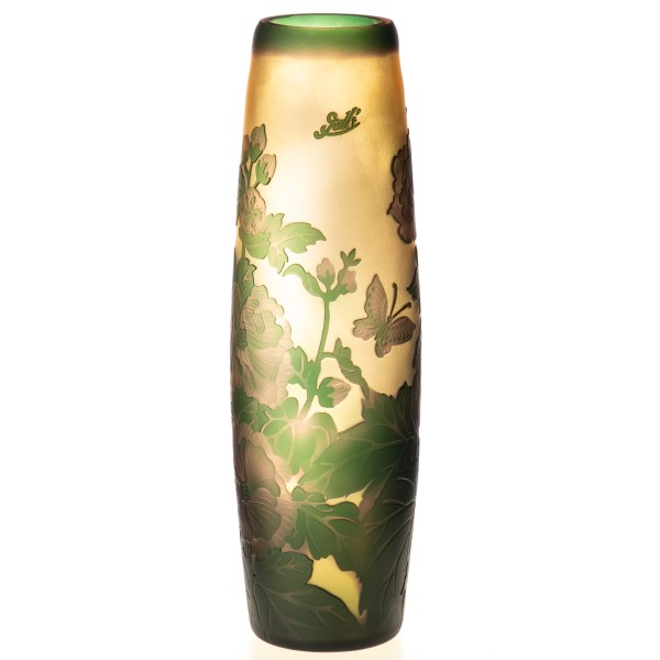 Handgefertigte Kameoglas Vase signiert "Gallé" und "Tip" VG109