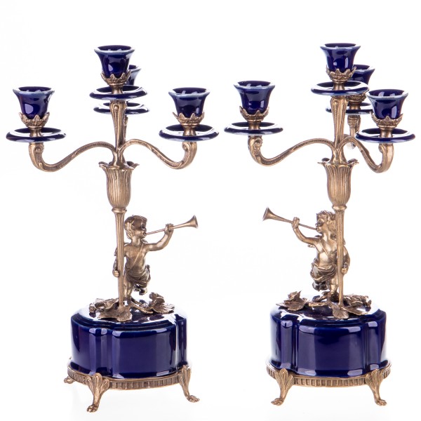 Porzellan mit Bronze Kerzenleuchter Set/2 HM6125