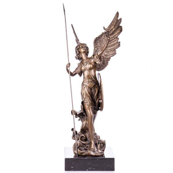 Mythologische Bronzefigur Erzengel Uriel mit Speer und Fackel YB523