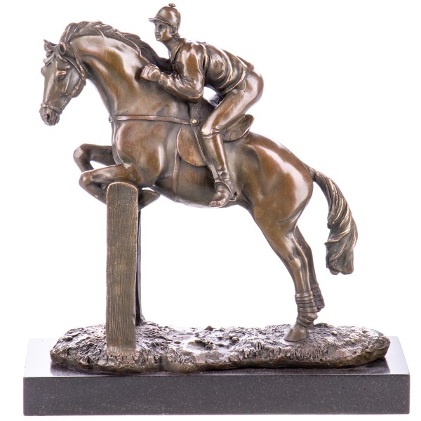 Bronzefigur Springreiter mit Pferd YB609