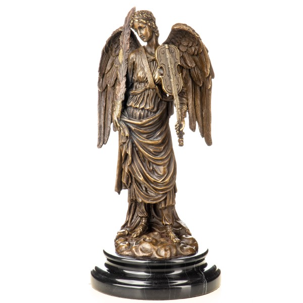 Bronzefigur Engel mit Violine und Feder YB887