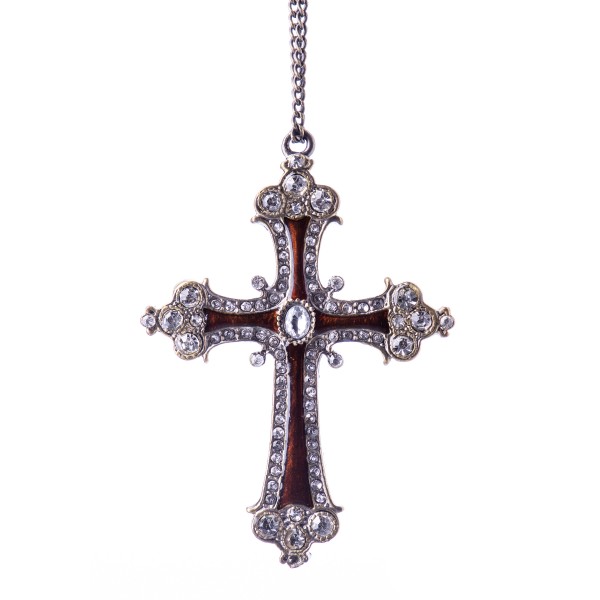 Kreuz aus emailliertem Hartzinn und Schmucksteinen HD8248