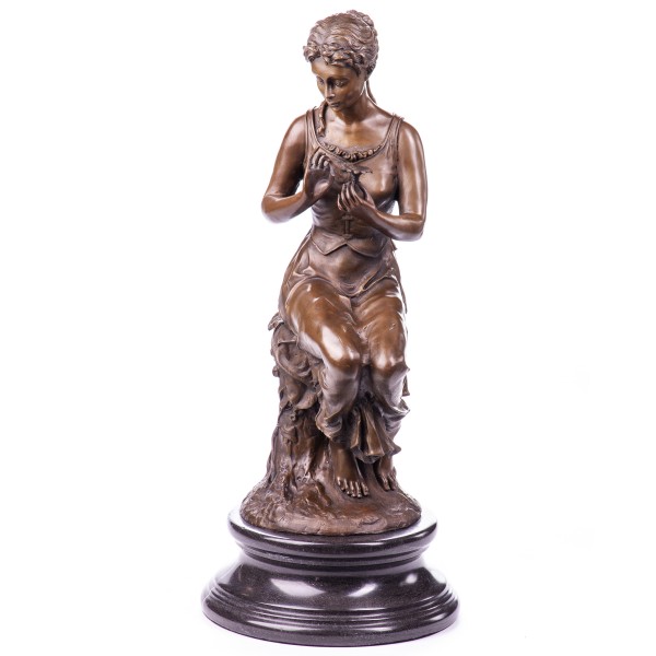Jugendstil Bronzefigur Frau mit Blume YB435