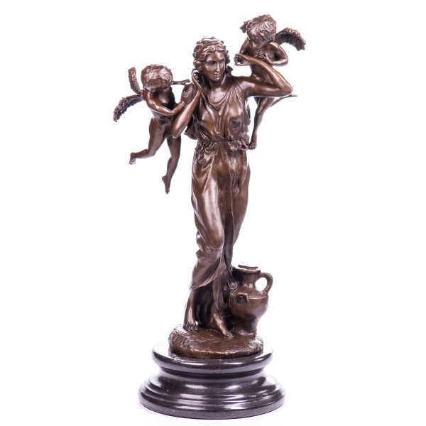 Bronzefigur Frau mit Engeln YB212