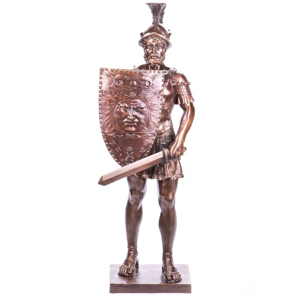 Bronzefigur Römischer Krieger mit Schwert und Schild BT922
