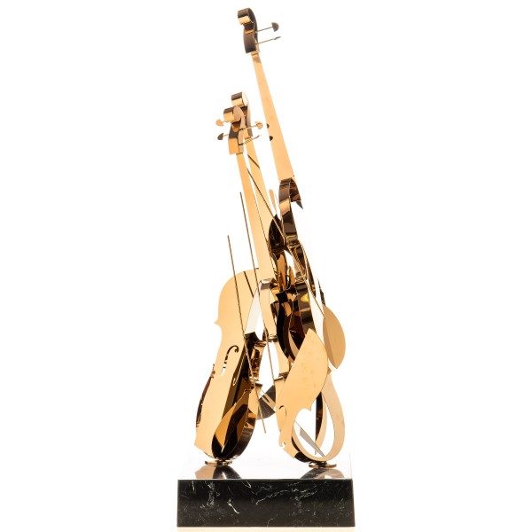 Moderne Edelstahl Skulptur Geigen Roségold Verchromt ST502-R