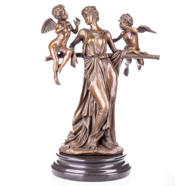 Bronzefigur Frau mit Engeln YB476