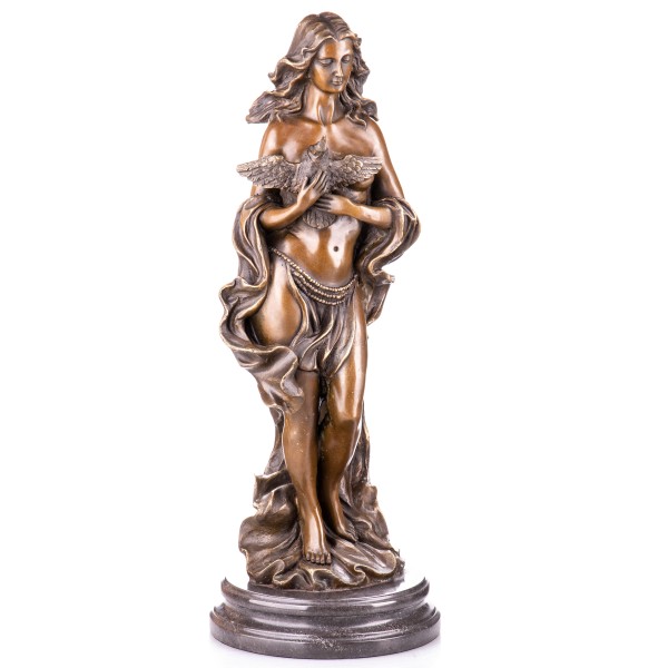 Bronzefigur Frau mit Taube YB680