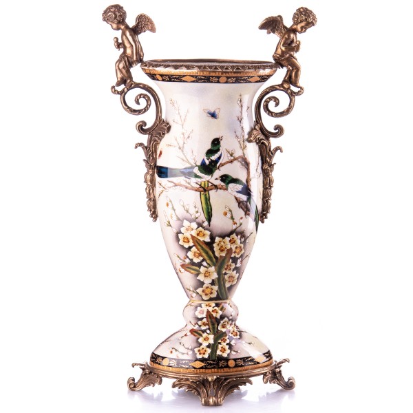 Porzellan mit Bronze Vase mit Engeln HM5939