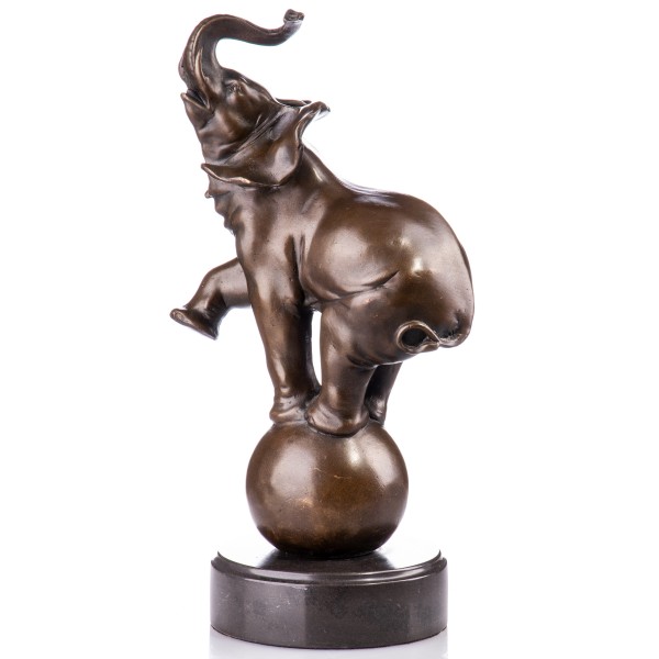 Bronzefigur Zirkus Elefant auf Kugel YB199