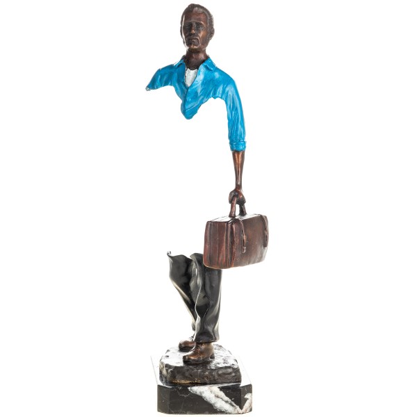 Moderne Bronzefigur Mann mit Koffer YB992