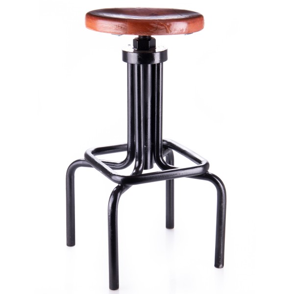Industrie-Stil Hocker Aus Metall und Holz GU122