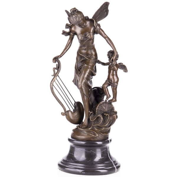 Bronzefigur Engel mit Harfe YB570