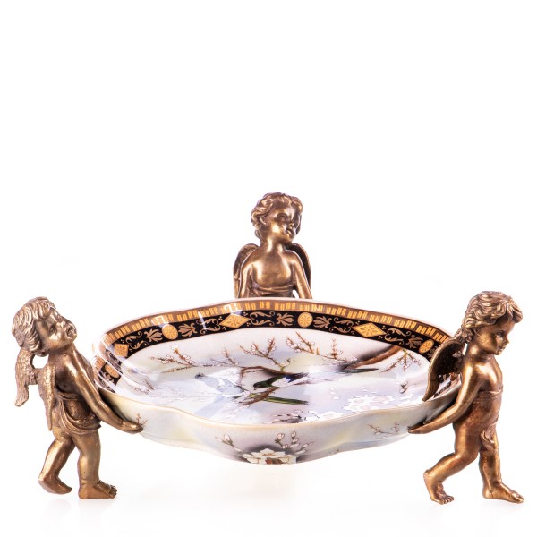 Porzellan mit Bronze Schale mit Engeln HM6013