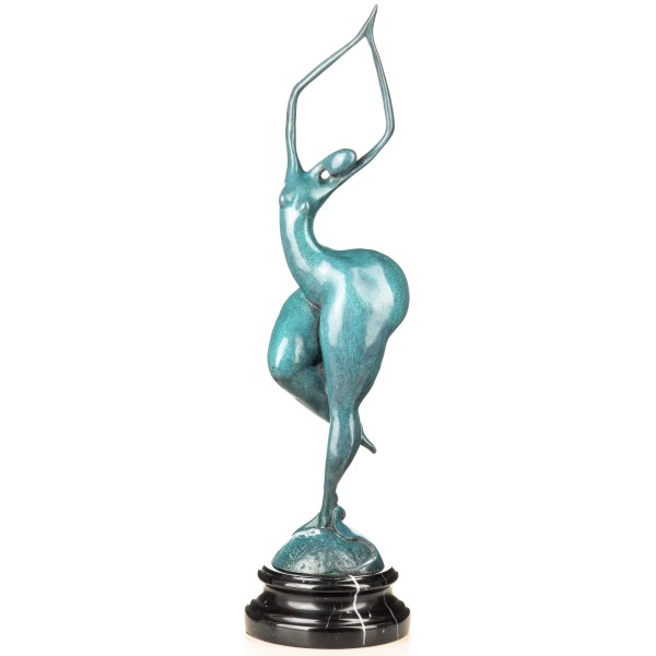 Moderne Bronzefigur abstrakter weiblicher Akt mit grüner Patina YB930