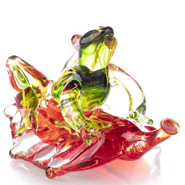 Murano-Stil Glas Figur Frosch auf Blatt GL1304