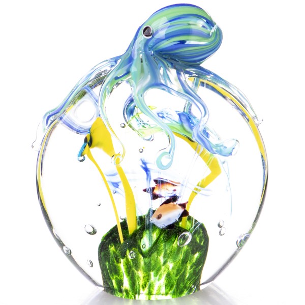 Murano-Stil Glas Briefbeschwerer mit Tintenfisch und Fischen GL1299