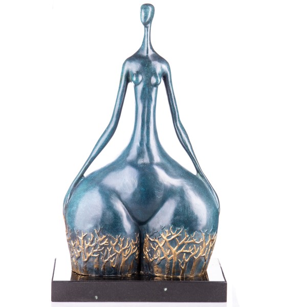 Moderne Bronzefigur Frau mit Grüner Patina YB612
