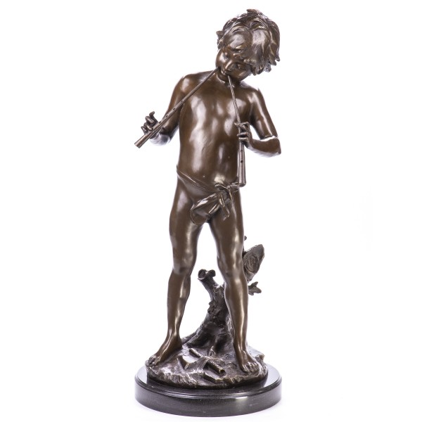 Bronzefigur Junge mit Flöte YB486