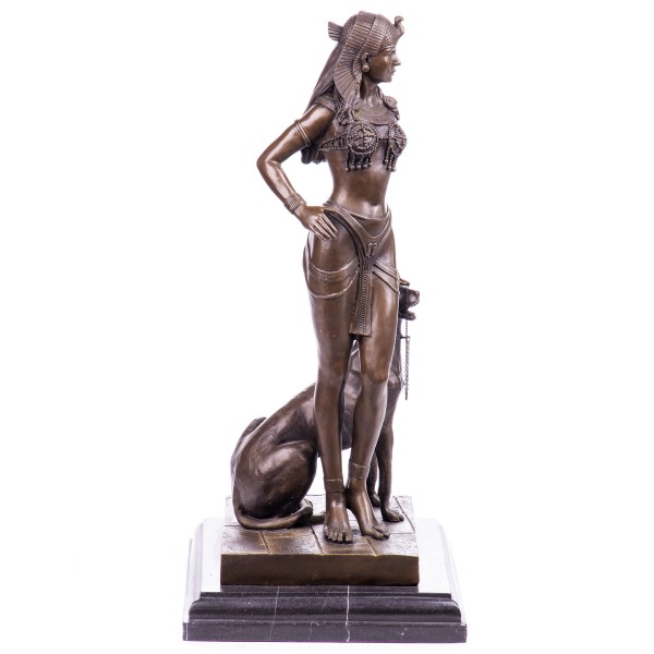 Bronzefigur Cleopatra mit Panther YB194