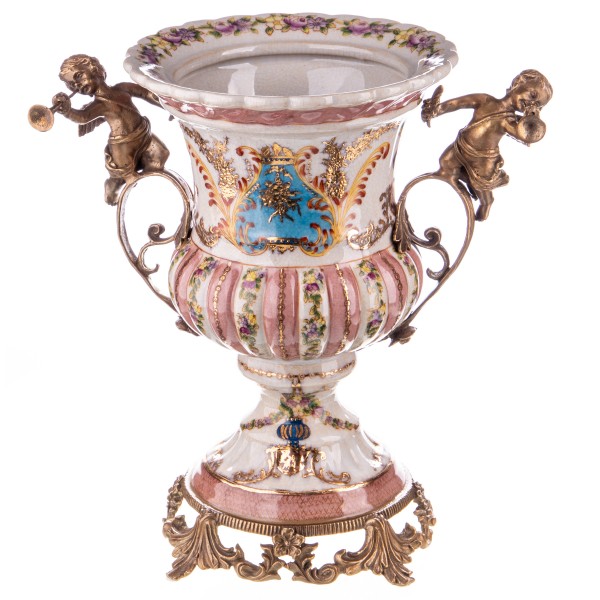 Porzellan mit Bronze Vase mit Engeln HM6113