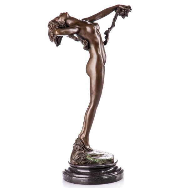 Jugendstil Bronzefigur "The Vine" weiblicher Akt mit Weinstock YB148