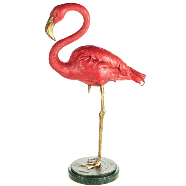 Farbige Bronzefigur Flamingo YB993