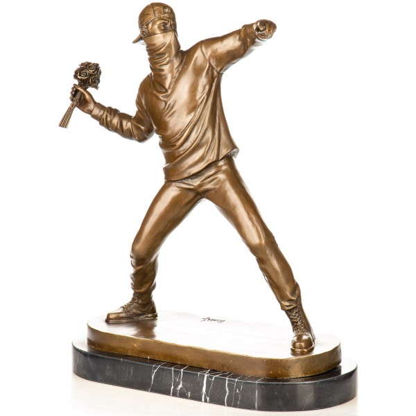 Moderne Bronzefigur "Flower Thrower" nach dem Street Art Künstler Banksy YB868