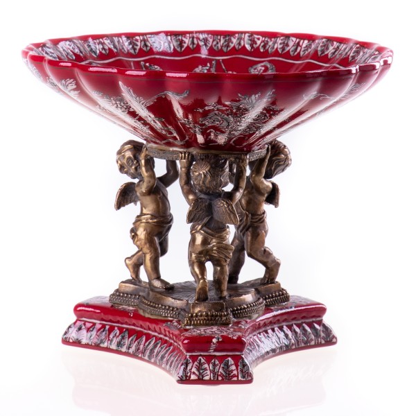 Porzellan mit Bronze Schale mit Engeln HM6022