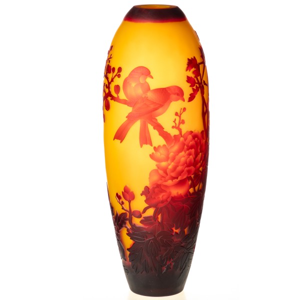 Handgefertigte Kameoglas Vase signiert "Gallé" und "Tip" VG102