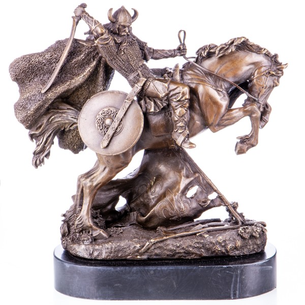 Bronzefigur Vikinger Krieger auf Pferd YB126
