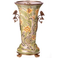 Porzellan mit Bronze Vase mit Schmetterlingen HM6311 Porzellan mit Bronze Vase mit Schmetterlingen HM6311