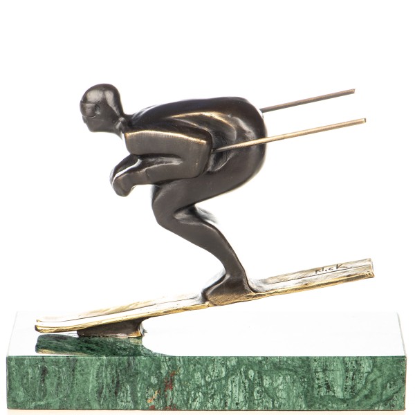 Moderne Bronzefigur Skifahrer YB899