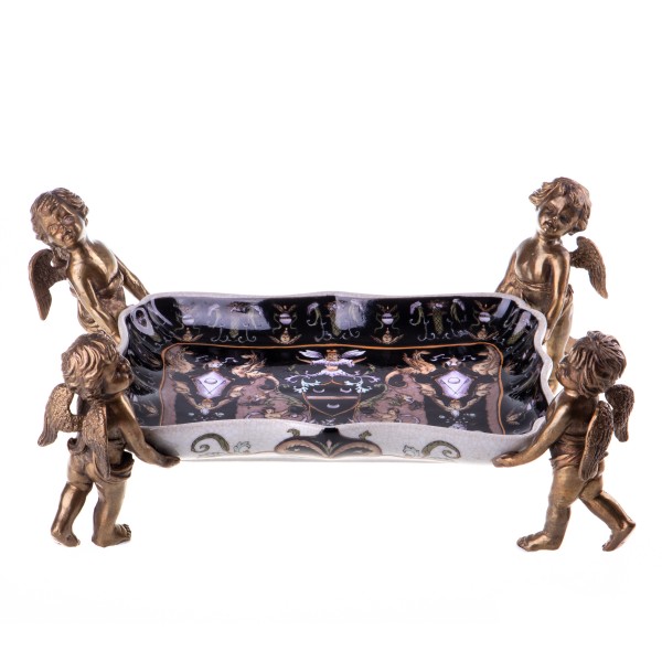 Porzellan mit Bronze Schale mit Engeln HM6009