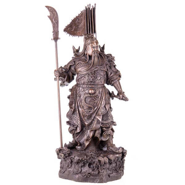 Asiatica Bronzefigur Legänderer Chinesischer General Guan Yu CB203
