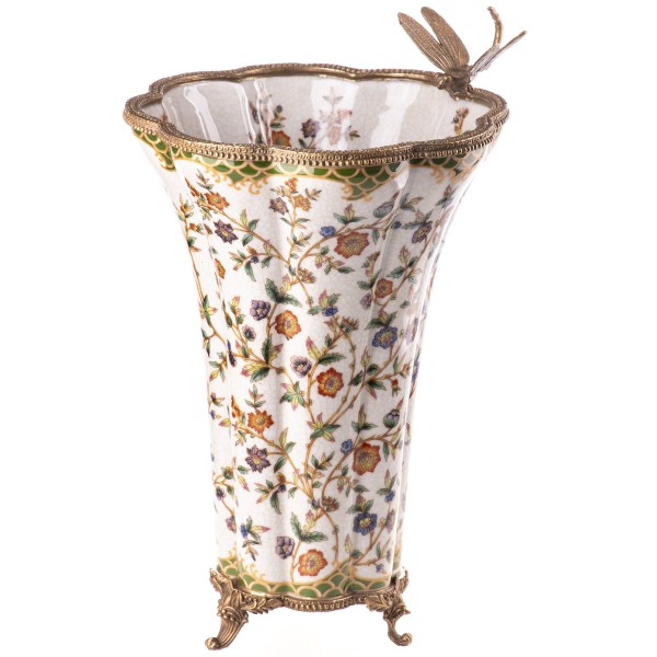 Porzellan mit Bronze Vase mit Libelle HM6306