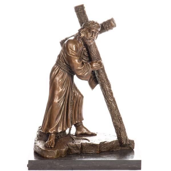 Bronzefigur Jesus mit Kreuz YB978