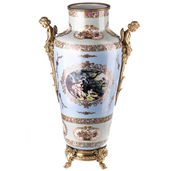 Porzellan mit Bronze Vase mit Engeln HM6383