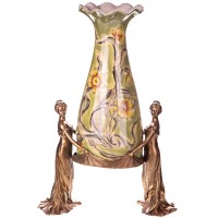 Porzellan mit Bronze Jugendstilvase HM6296 Porzellan mit Bronze Jugendstilvase HM6296