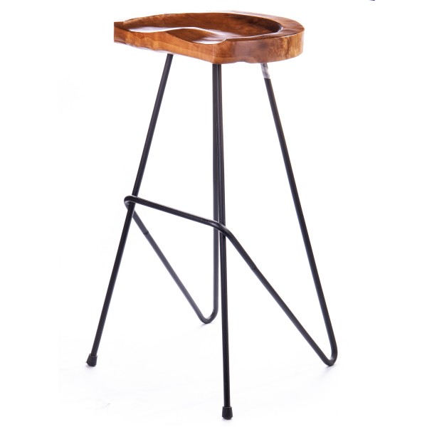 Hocker Teakholz mit Metallfüßen FT106