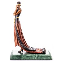 Farbige Art Deco Bronzefigur Frau mit Kleid BT793 Farbige Art Deco Bronzefigur Frau mit Kleid BT793