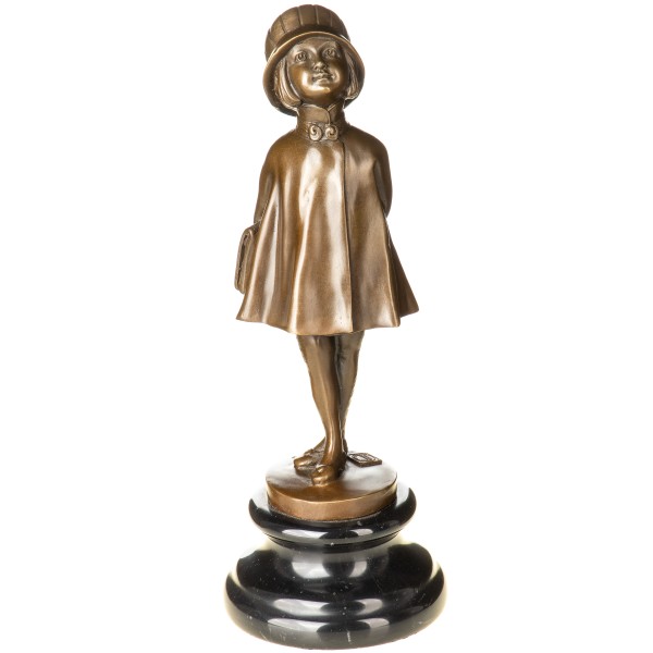 Art Deco Bronzefigur Mädchen mit Tasche BT943