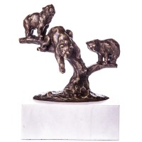 Bronzefigur Bärenfamilie auf Baum YB738 Bronzefigur Bärenfamilie auf Baum YB738
