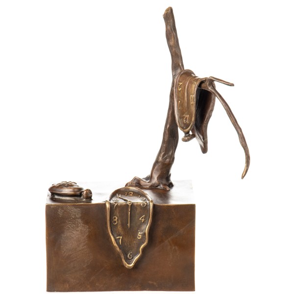 Surrealistische Bronzefigur einer schmelzenden Uhr nach Salvador Dali YB867