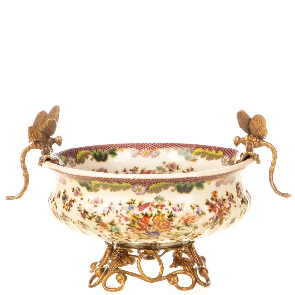 Porzellan mit Bronze Schale mit Libellen HM6441