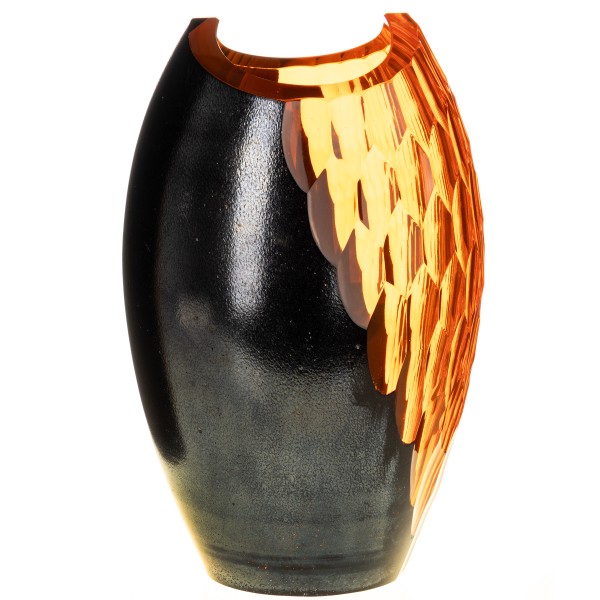 Dickwandig mundgeblasene und handgeschliffene Vase "Kristallin Bohême" BC508